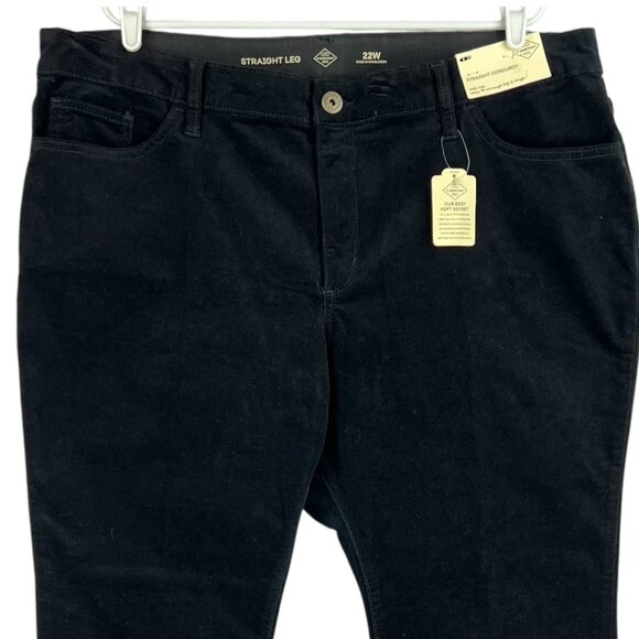 St. Johns Bay Women's Black Corduroy Pants Plus Size 24W Straight Stretch NWT - Picture 3 of 12